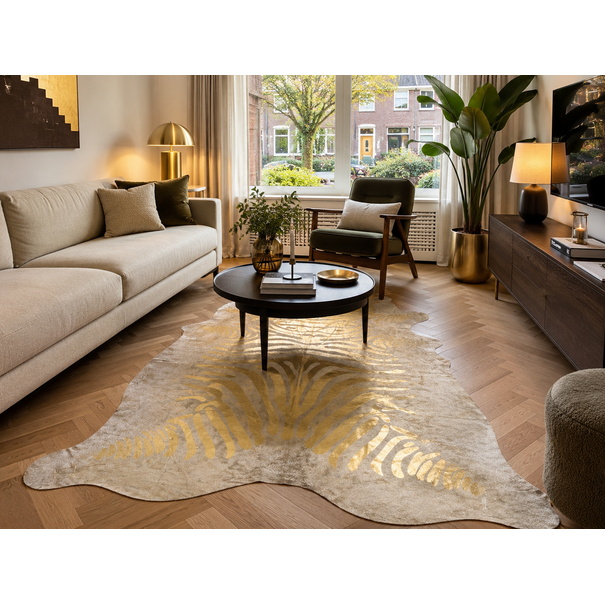 Van Buren seit 1861 Natürliches Kuhfell mit goldenem Zebraprint