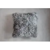 Tibetisches Schaffellkissen - Naturgrau - 45x45cm