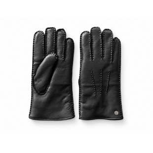 Hirschlederhandschuhe mit Alpakafell - Schwarz