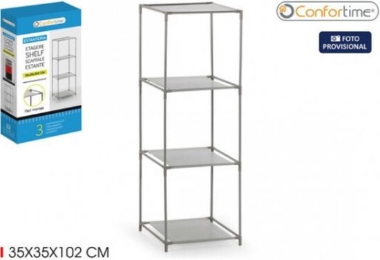 Confortime Opbergrek - Stellingkast 3 Compartimenten - 35 x 35 x 102 cm