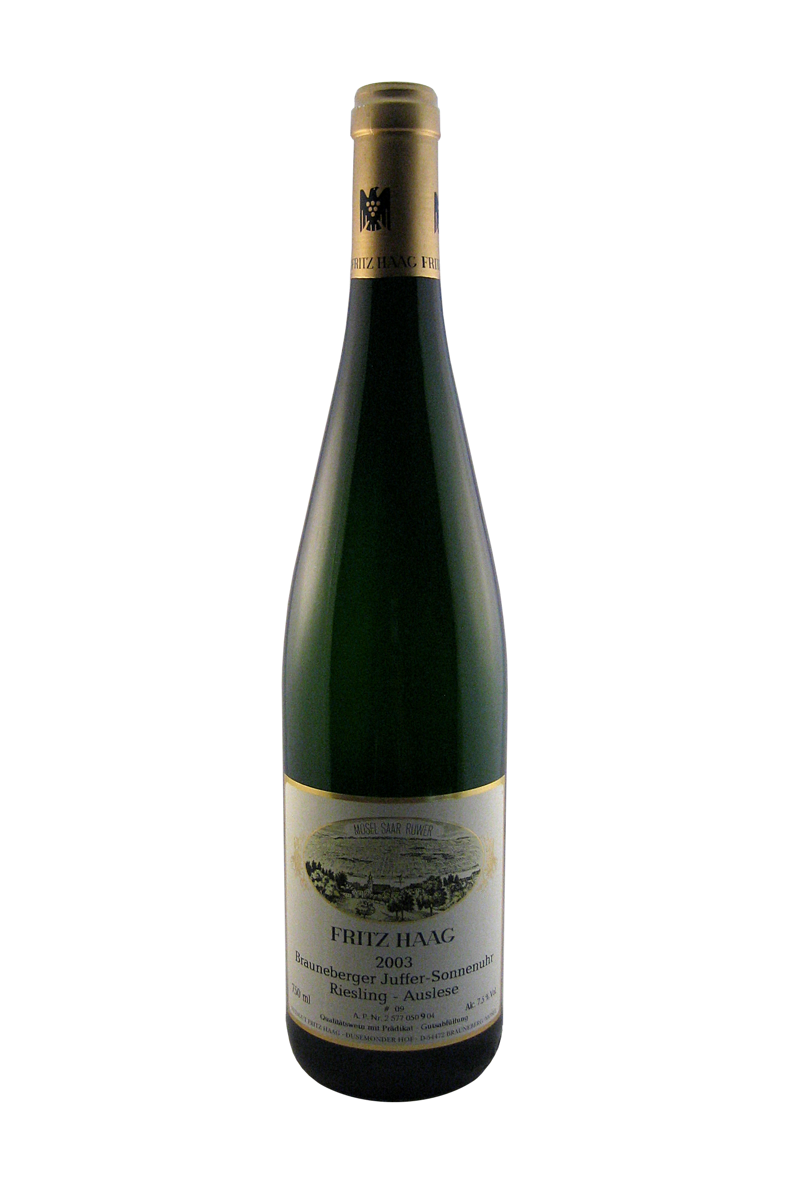 Brauneberger Juffer Sonnenuhr Auslese Goldkapsel 2003 Fritz Haag