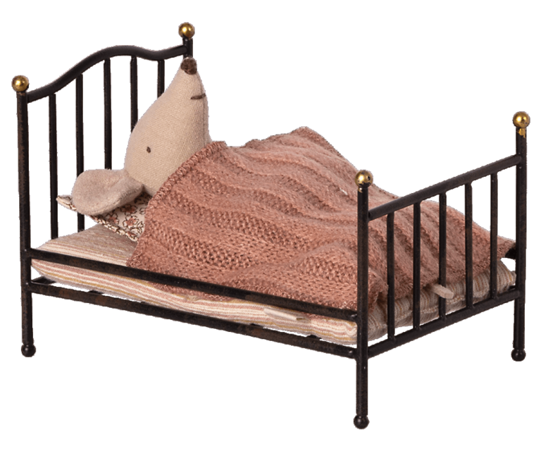 Maileg Maileg - Vintage bed, Mouse - Anthracite