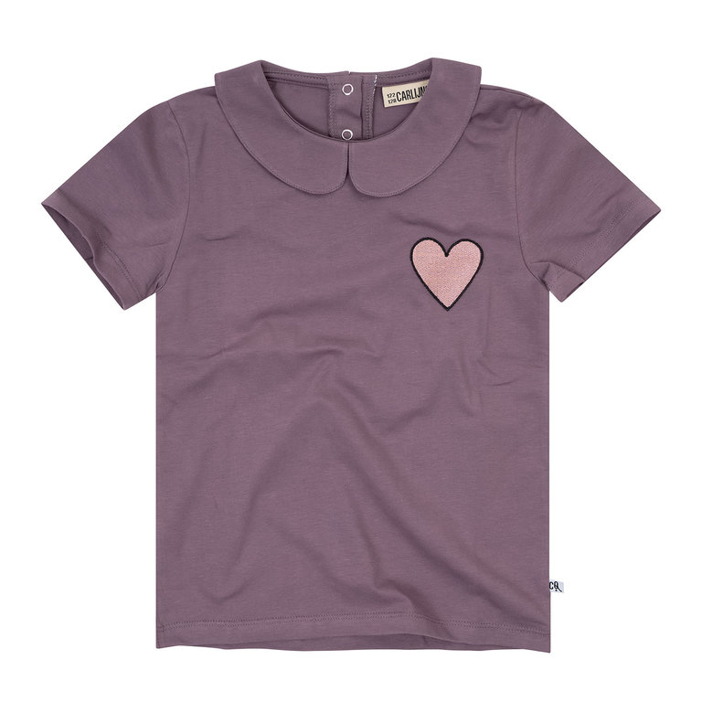 Carlijnq CarlijnQ - basic plum T-shirt with heart