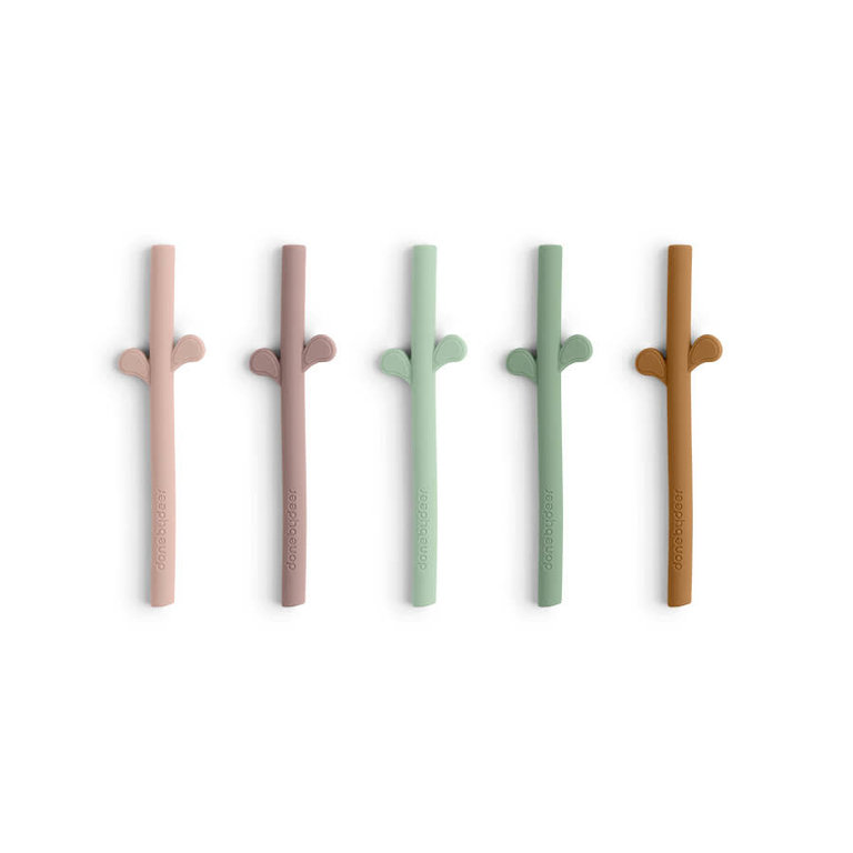 Done By Deer Peekaboo silicone straw 5-pack powder