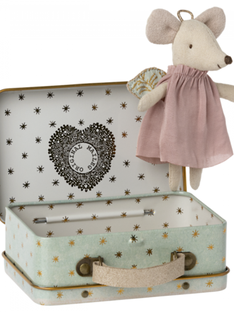 Maileg Maileg - Angel mouse in suitcase Maileg Maileg - Angel mouse in suitcase