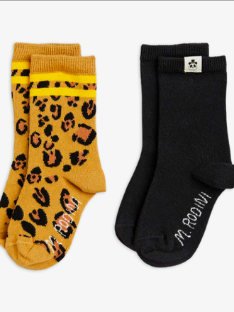 mini rodini Mini rodini -Basic leopard 2-pack socks mini rodini Mini rodini -Basic leopard 2-pack socks