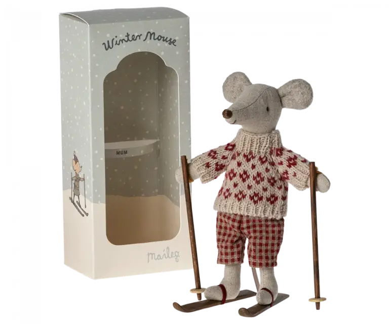 Maileg Winter mouse with ski set, Mum