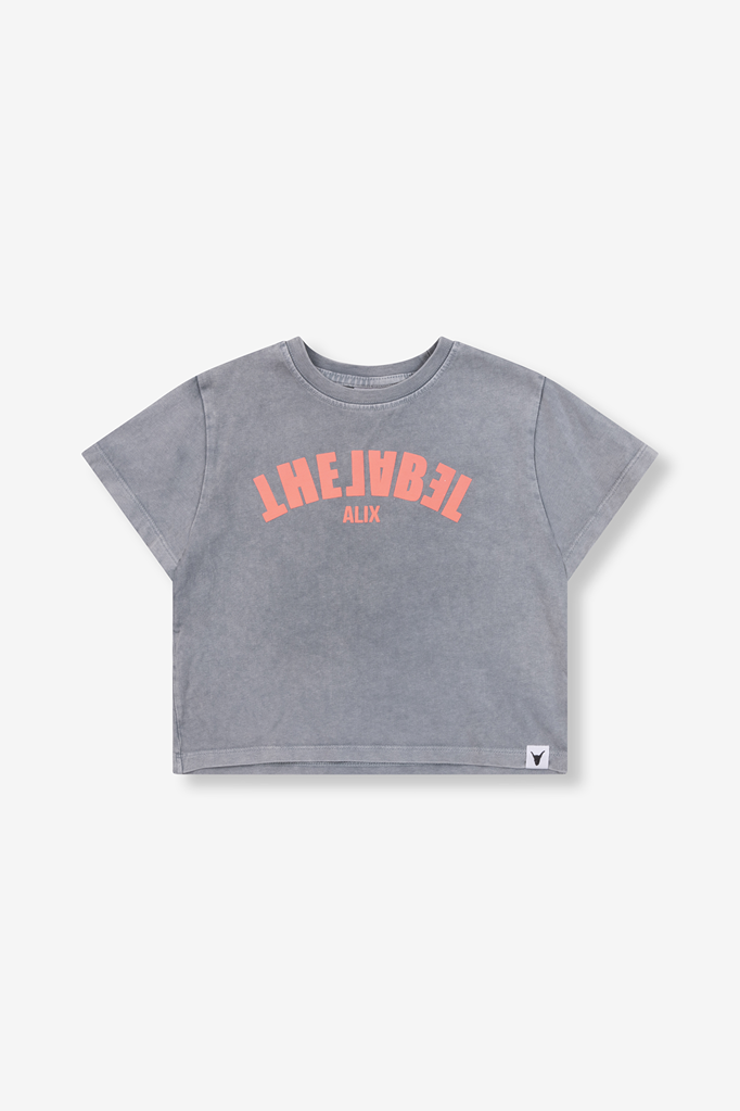 Alix the label Alix mini -Knitted cropped T-shirt grey