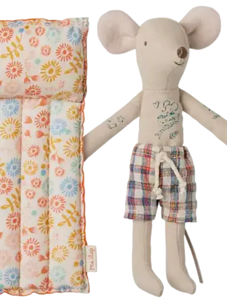 Maileg Beach mouse with air mattress, Dad - Flower Maileg Beach mouse with air mattress, Dad - Flower
