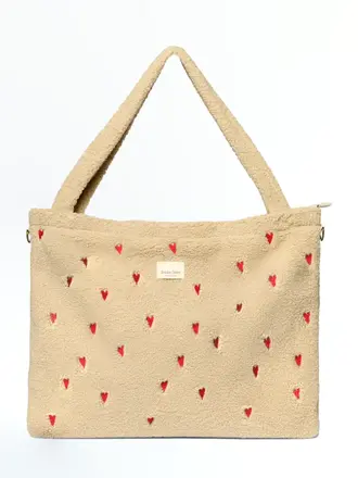 studio noos Studio Noos - ecru teddy hearts diaper bag
