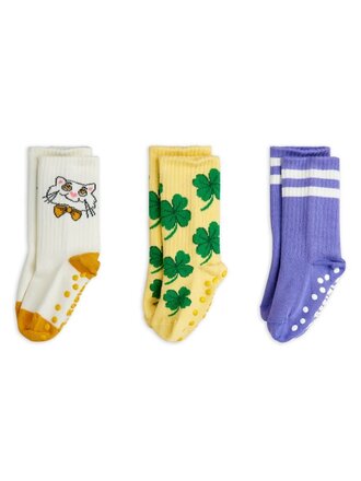 mini rodini Mini rodini -Cat 3-pack anti-slip socks mini rodini Mini rodini -Cat 3-pack anti-slip socks