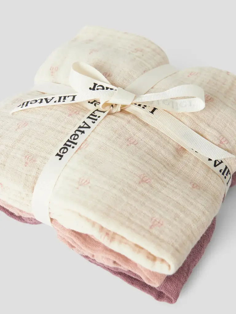 Lil' Atelier Lil Atelier - Fergie 3pack Muslin doeken ROSE/CAMEO ROSE