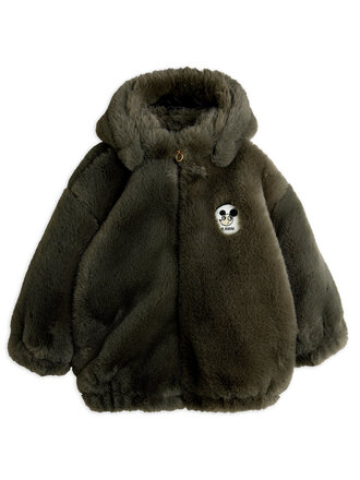 mini rodini Mini Rodini -Ritzratz patch faux fur jacket Grey mini rodini Mini Rodini -Ritzratz patch faux fur jacket Grey