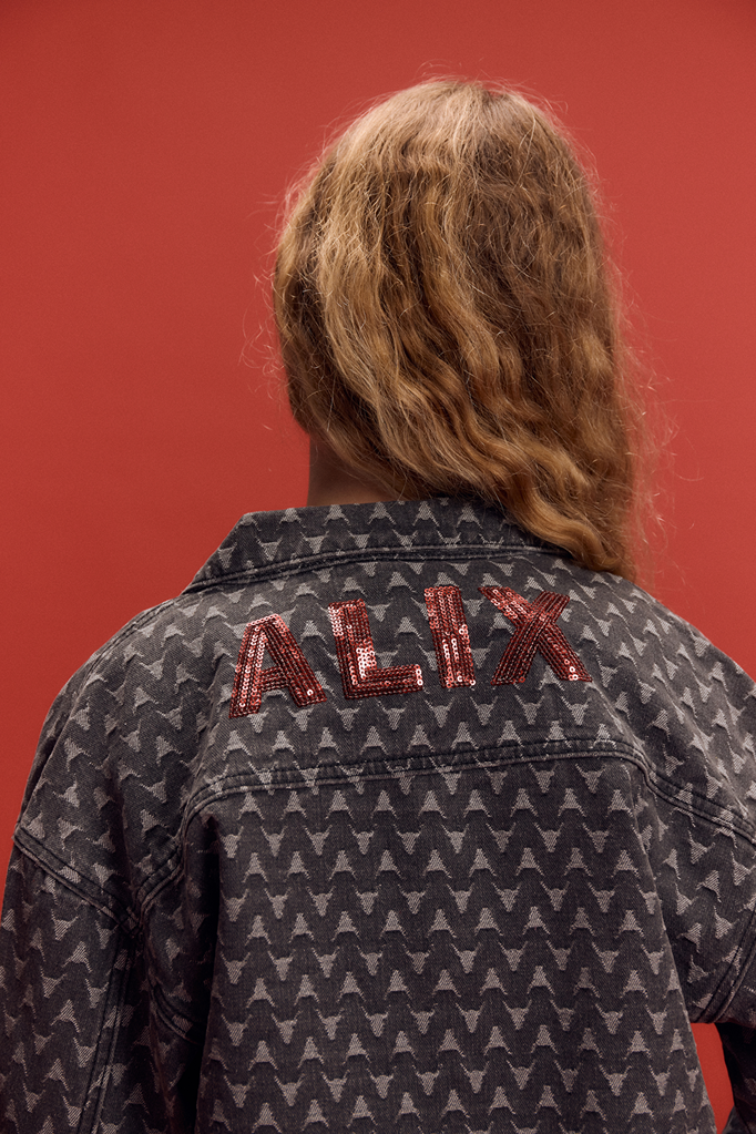 Alix the label Alix mini -kids woven bull cropped denim jacket grey