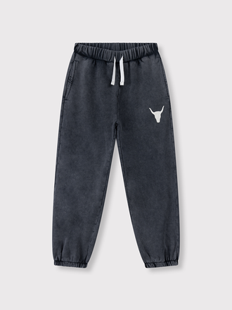 Alix the label Alix mini -kids knitted bull logo pants grey Alix the label Alix mini -kids knitted bull logo pants grey