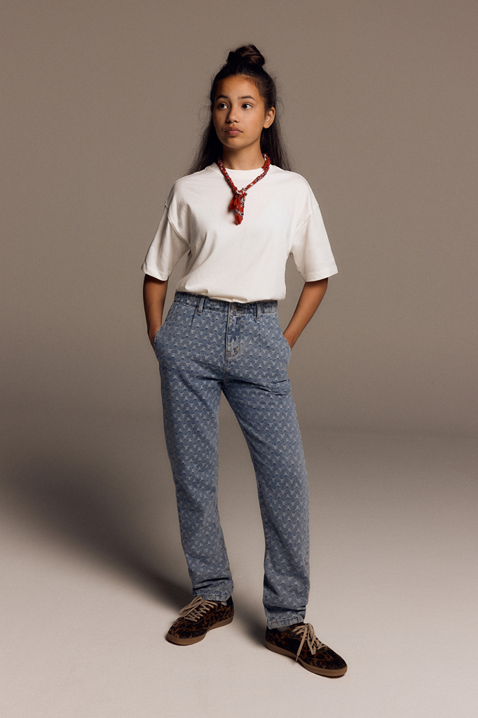 Alix the label Alix mini -kids woven tapered bull denim pants