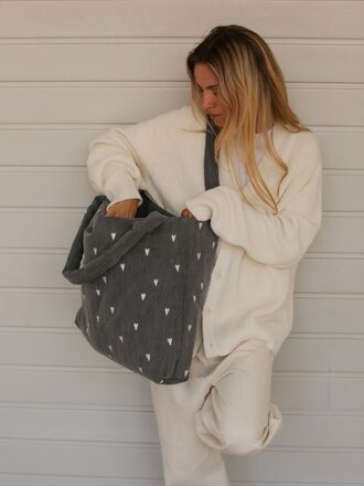 studio noos Studio Noos -Denim Mom Bag grey hearts