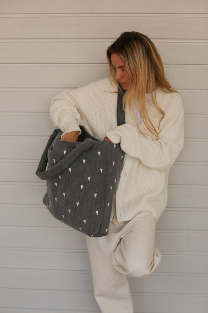 studio noos Studio Noos -Denim Mom Bag grey hearts