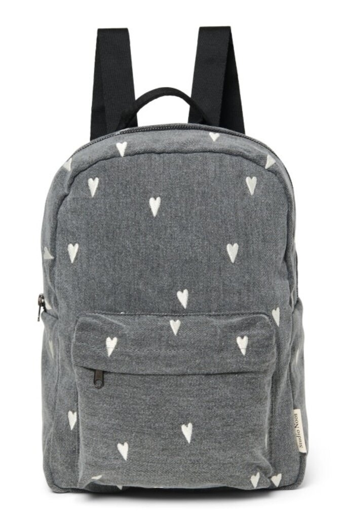 studio noos Studio Noos -Denim Midi Backpack Grey hearts