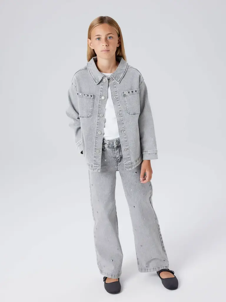 Name It Name it - Vest Light Grey Denim HEART STUDS