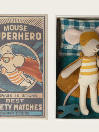 Maileg Maileg - Super hero mouse, Little brother in matchbox Maileg Maileg - Super hero mouse, Little brother in matchbox