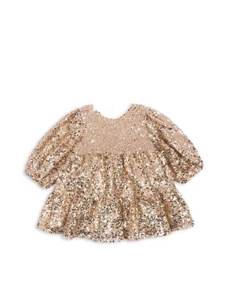 Konges Sløjd Konges Slojd - Lila Sequins bow dress gold Konges Sløjd Konges Slojd - Lila Sequins bow dress gold