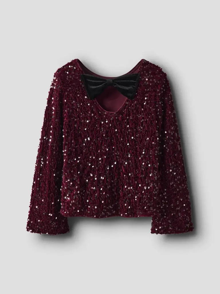 Name It Name it -Burgundy Glitter BLACK BOW Blouse