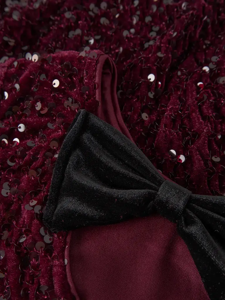 Name It Name it -Burgundy Glitter BLACK BOW Blouse