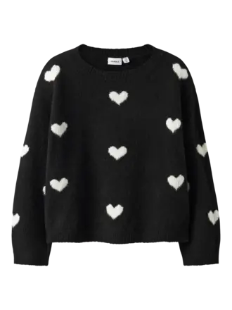 Name It Name it - Trui Black CLOUD DANCER HEARTS