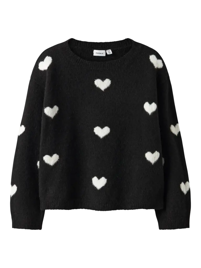 Name It Name it - Trui Black CLOUD DANCER HEARTS