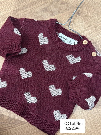 Name It Name it -  Trui  Burgundy PEYOTE HEART