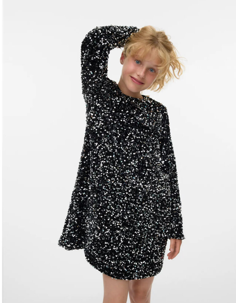 Vero moda girl Vero moda girl - Glitter dress black silver