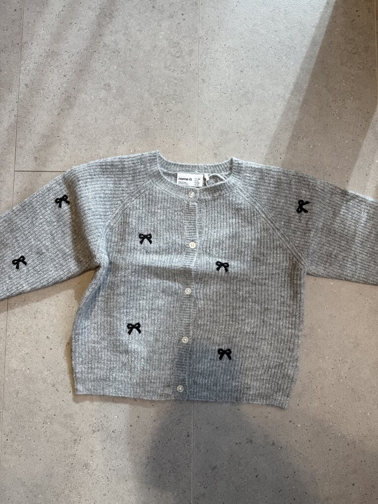 Name It Name it -Grey Melange bow knit  cardigan