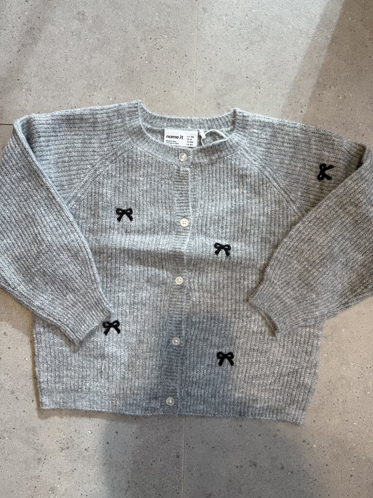 Name It Name it -Grey Melange bow knit  cardigan