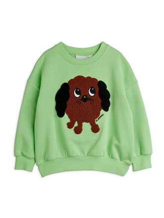 mini rodini Mini rodini -Doggie chenille sweatshirt green mini rodini Mini rodini -Doggie chenille sweatshirt green