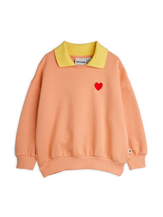 mini rodini Mini rodini -Heart emb collar sweatshirt pink mini rodini Mini rodini -Heart emb collar sweatshirt pink