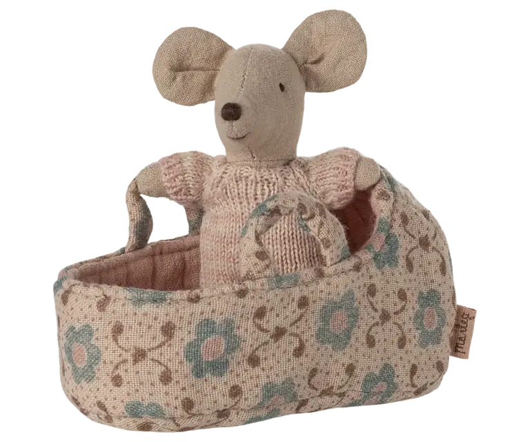 Maileg Maileg - Baby mouse in carry cot - Rose