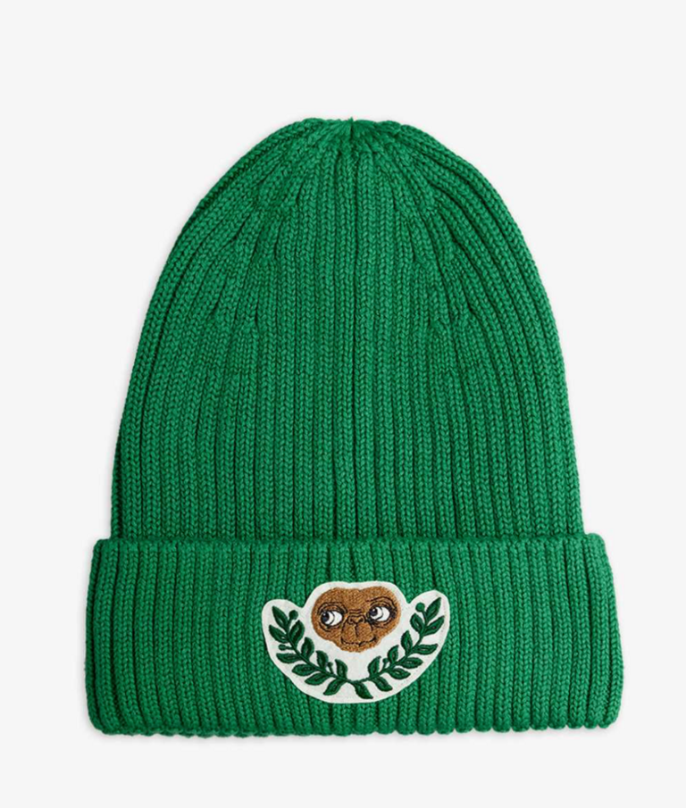 mini rodini Mini Rodini - E.T patch knitted hat green