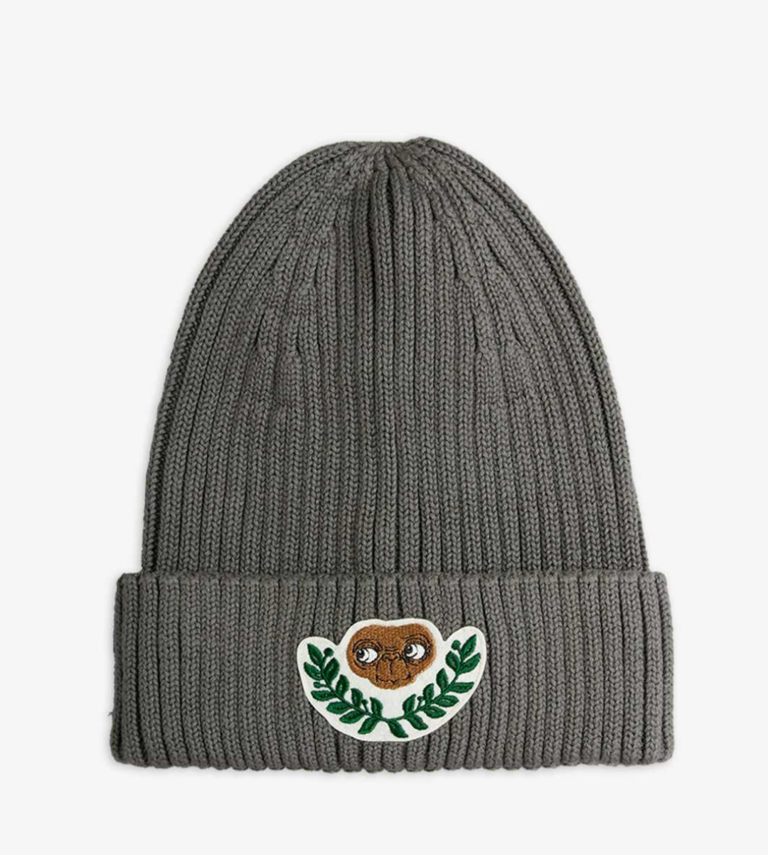 mini rodini Mini Rodini - E.T patch knitted hat grey