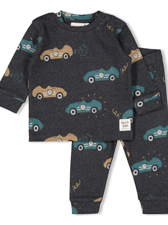 Feetje Feetje - Pyjama smiley auto Antraciet melange
