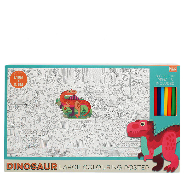 rex london Large colouring poster with pencils - Baby Dinos