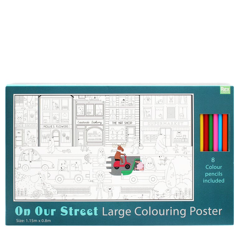rex london Large colouring poster with pencils - On Our Street