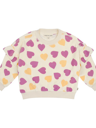 House of Jamie House of jamie - frill terry sweater happy hearts