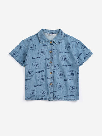 Bobo Choses bobo choses -Pickle The Dog all over denim shirt