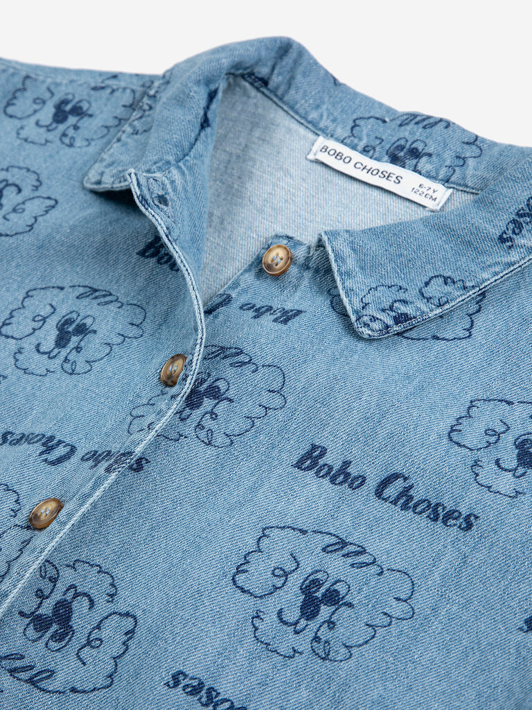 Bobo Choses bobo choses -Pickle The Dog all over denim shirt