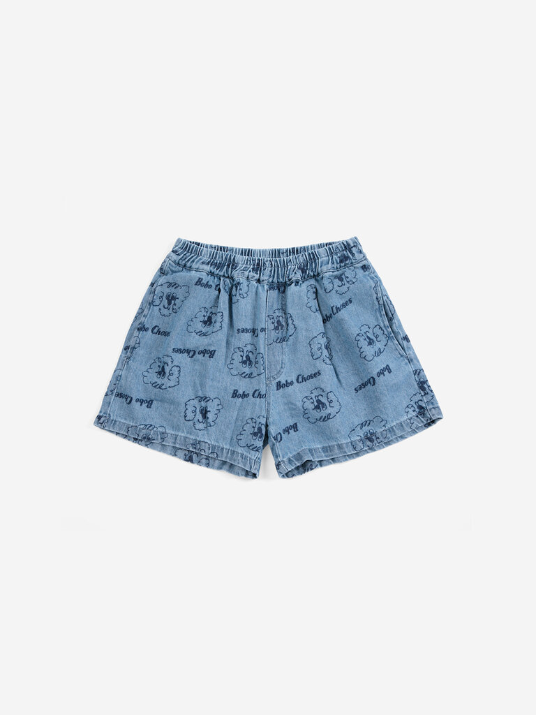 Bobo Choses bobo  choses -Pickles The Dog all over denim short