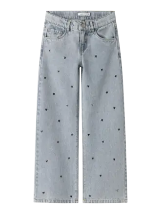 Name It Name it - Rose wide heart studs light blue denim