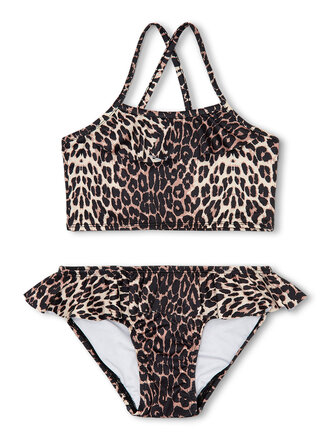 petit blush petit blush - ruffle bikini leopard