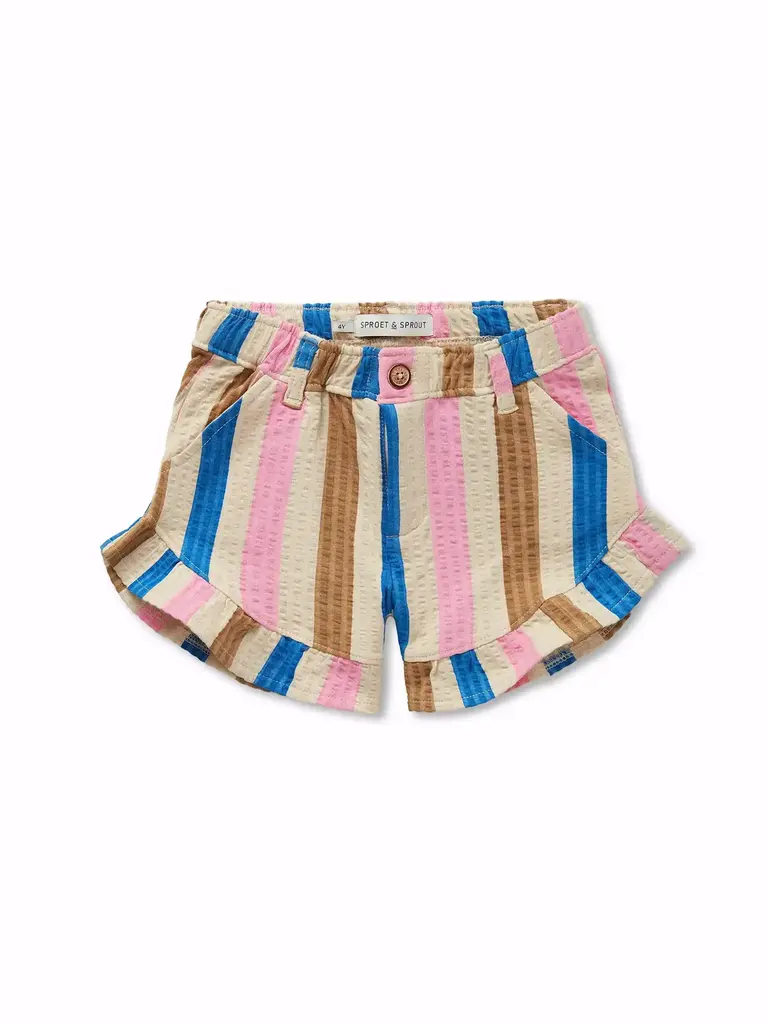 Sproet & Sprout Sproet&Sprout - ruffle short stripe sesame
