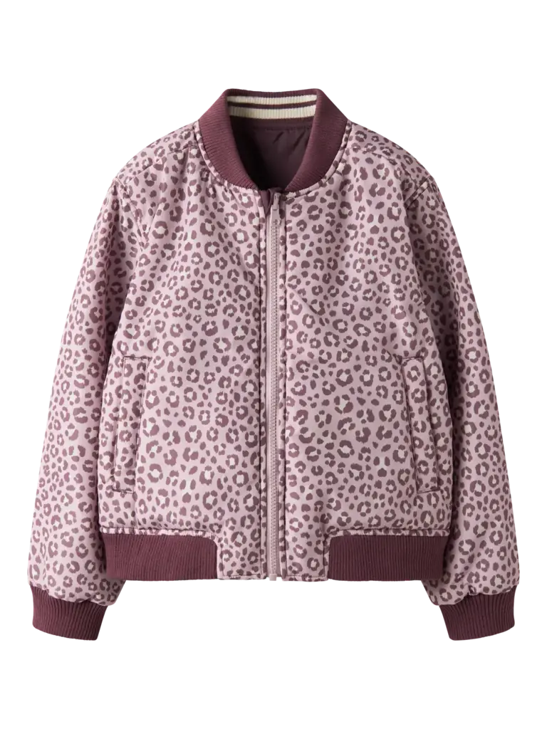Name It Leopard bomber jacket Plum Wine